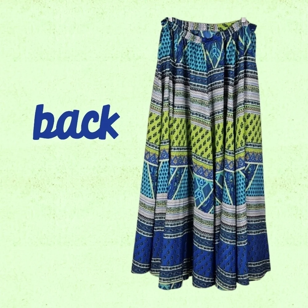 Lucky & Coco Maxi Skirt, Blue Lime Print, XL - Picture 3 of 5